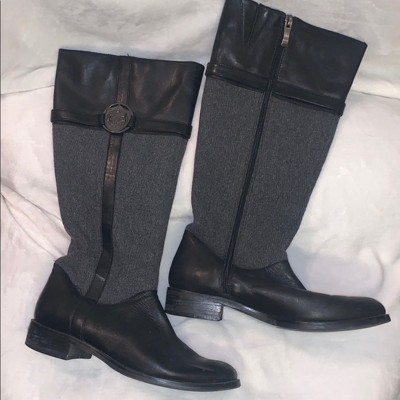 Franco Fortini Shoes - Franco Fortini Black and Gray Over the Knee Boots